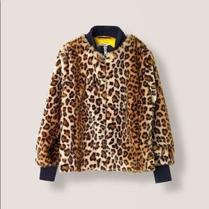 GANNI Ferris Leopard Faux Fur Jacket